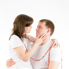 Love couple tenderly embracing