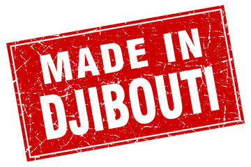 Djibouti red square grunge made in stamp