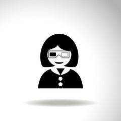 3d glasses on man vector icon. Watching movie.