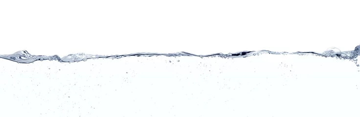 Foto op Plexiglas Water Waterlijn oppervlak tegen witte achtergrond
