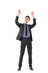 Holding pose of Asian business man
