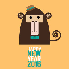 happy new year greeting card with monkey for Chinese new year