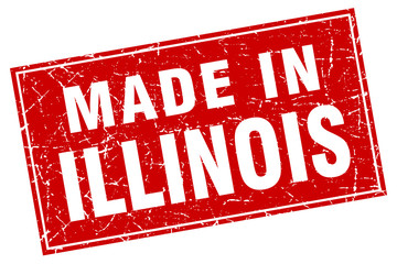 Illinois red square grunge made in stamp