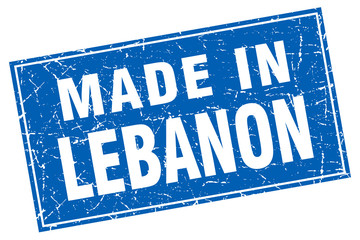 Lebanon blue square grunge made in stamp