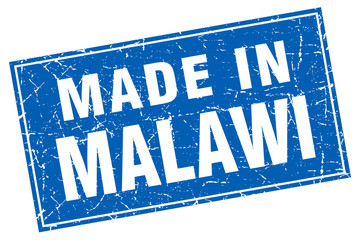 Malawi blue square grunge made in stamp