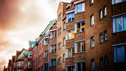 Fotobehang Colorful vintage houses and bulidings at the historic part of Malmo in Sweden © marinv