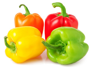 Obraz na płótnie Canvas Bell peppers isolated on white background closeup