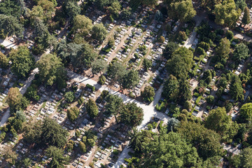 aerial view of graveyard