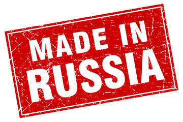 Russia red square grunge made in stamp