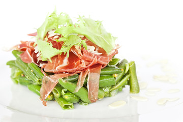 Rocket Salad with boiled ham and asparagus tips