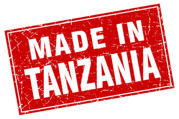 Tanzania red square grunge made in stamp