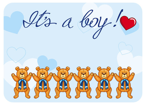 Cute color background with Teddy Bears and originally drawn artistic text