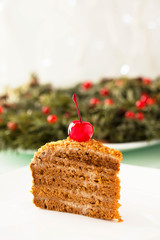 Honey cake. Homemade Christmas cake.