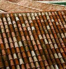 minaret old moroccan  tile roof in the old city