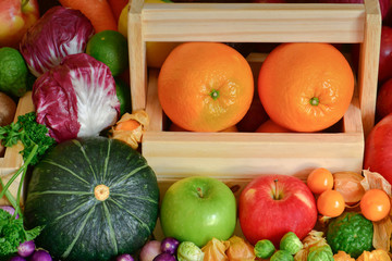 Fresh fruits and vegetables for healthy