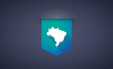 Long shadow ribbon icon with  a map of Brazil