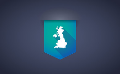 Long shadow ribbon icon with  a map of the UK