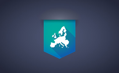 Long shadow ribbon icon with  a map of Europe