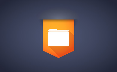 Long shadow ribbon icon with a folder