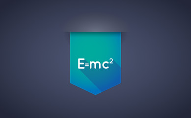 Long shadow ribbon icon with the Theory of Relativity formula