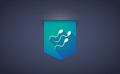 Long shadow ribbon icon with sperm cells