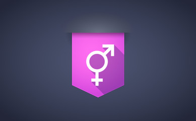 Long shadow ribbon icon with a bigender symbol