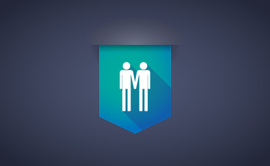 Long shadow ribbon icon with a gay couple pictogram