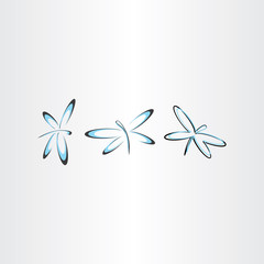 stylized dragonfly vector logo icon set