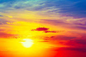 Sun Shining in Bright Sunset Sunrise Sky