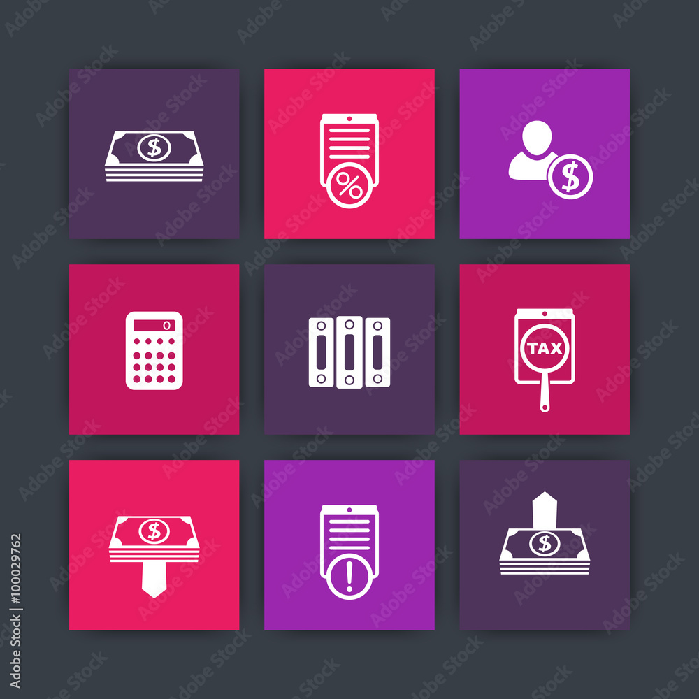 Poster Bookkeeping, finance, payroll, accountant, cost icons, vector illustration