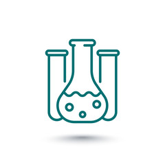 Chemistry icon, lab glass test tube, chemistry lab line icon, vector illustration