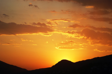 The warm colors of the sunset