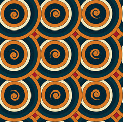 Fototapeta premium Seamless repeating pattern of circles and spirals.Vector