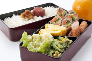 ゴーヤーと人参の肉巻き弁当