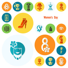 Fototapeta premium Womans Day Icon Set