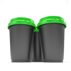 Three paper coffee cups