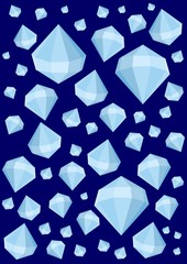 Obraz na płótnie Canvas большие и маленькие граненые бриллианты равномерно лежат на темном синем фоне. вектор