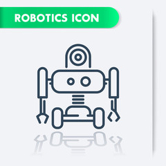 Robotics line icon, robot, mechanical engineering, vector illustration