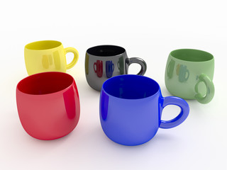 colorful coffee mugs