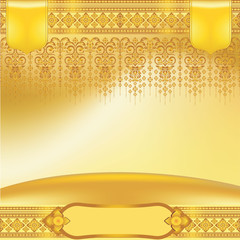 gold line thai silk pattern line vector design for text background