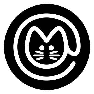 Schwarzer, runder Button: Cat-Zeichen als Symbol f&uuml;r CatContent &ndash; Vektor / freigestellt 