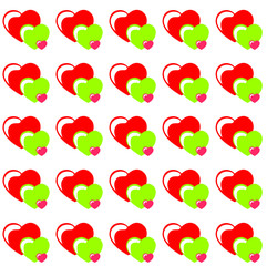 background with green and pink hearts