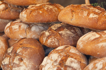 Traditional bread in polish food market in Krakow, Poland.