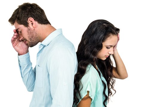 Couple back to back not talking after argument