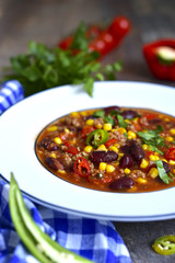 Chili con carne - traditional dish of mexican cuisine.
