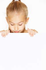 Little girl with blank sign