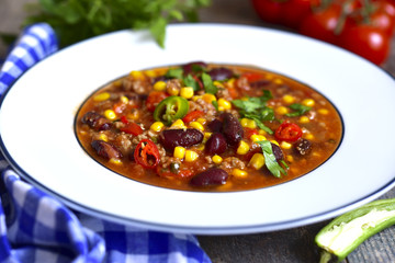 Chili con carne - traditional dish of mexican cuisine.