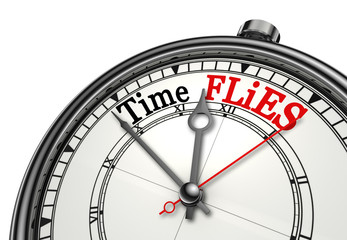 Time flies red message on concept clock