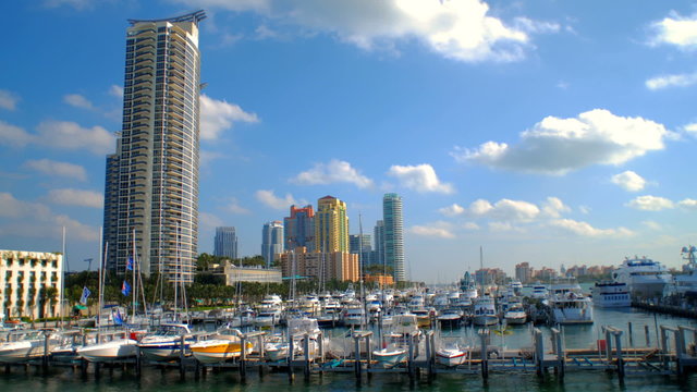 Time-lapse of a harbor in Miami, Florida.
