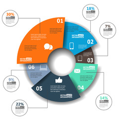 Modern paper infographics in a pie chart for web, banners, mobil
